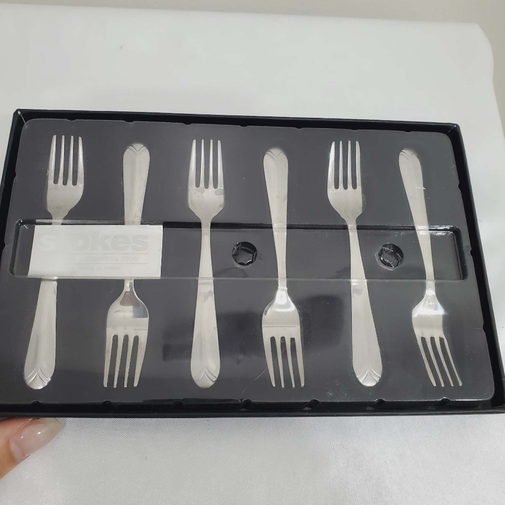 Stokes Stainless Steel Dessert Fork Set Polished Silver